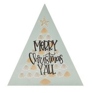 St. Nicholas Square Merry Christmas Y'all Seashell Wall Decor New with Tags Cute